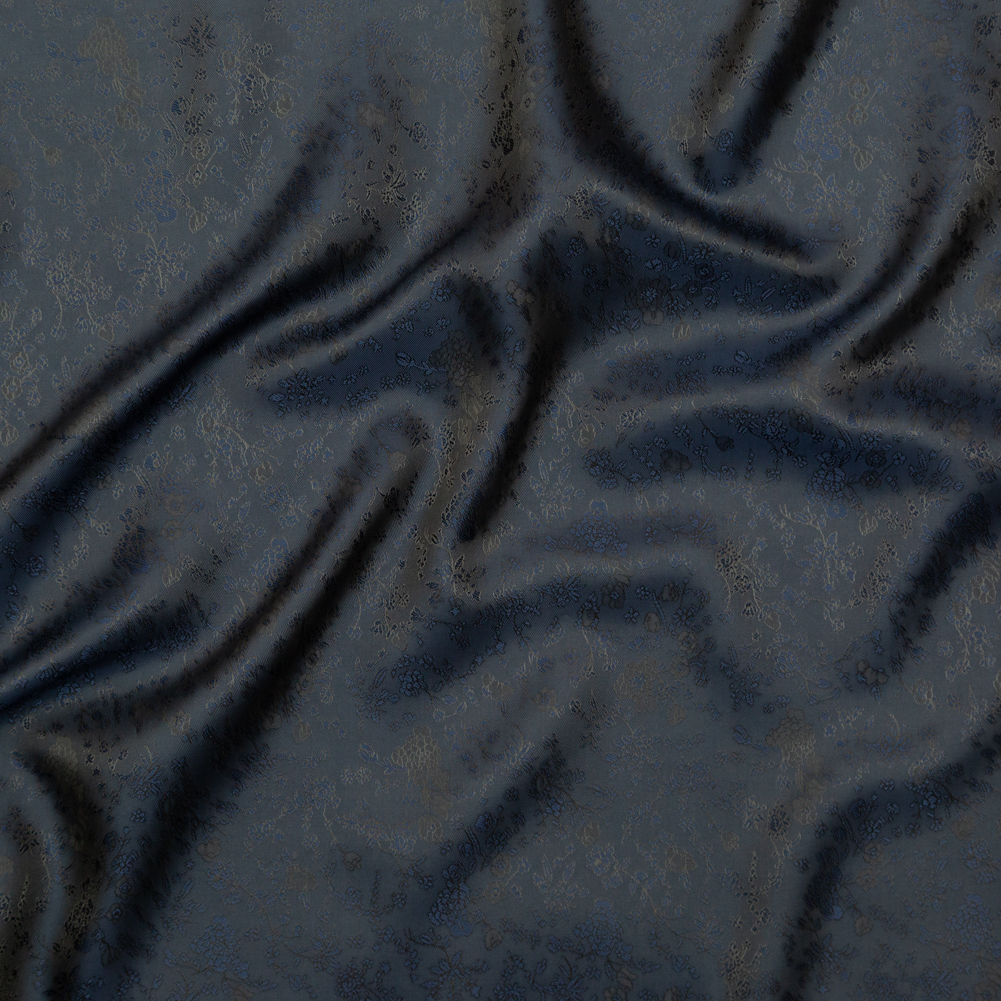 Military Green and Blue Sea Bi-Color Floral Jacquard Lining Military Green and Blue Sea Bi-Color Floral Jacquard Lining