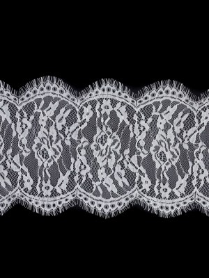 European White Floral Chantilly Eyelash Lace Trim – 7.75″ European White Floral Chantilly Eyelash Lace Trim – 7.75″