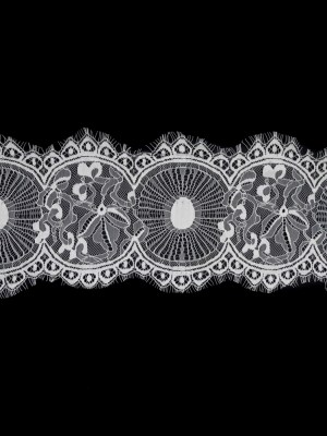 European White Medallion Scalloped Eyelash Lace Trim – 6.5″ European White Medallion Scalloped Eyelash Lace Trim – 6.5″