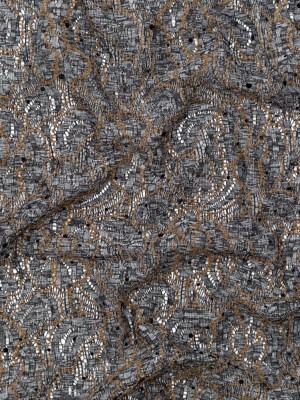 Italian Mink and Chicory Sequined Knit Floral Lace Italian Mink and Chicory Sequined Knit Floral Lace