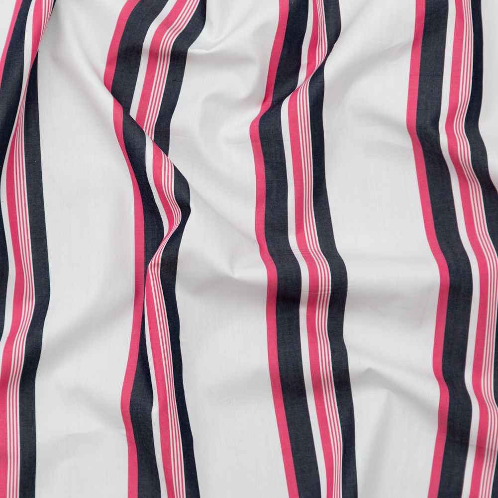 Italian Optic White and Lotus Striped Cotton Shirting Italian Optic White and Lotus Striped Cotton Shirting