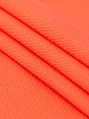 Italian Hot Coral Stretch Cotton Pique Italian Hot Coral Stretch Cotton Pique