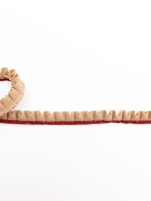 Italian Beige and Rust Pleated Wool and Velvet Trimming – 0.75″ Italian Beige and Rust Pleated Wool and Velvet Trimming – 0.75″