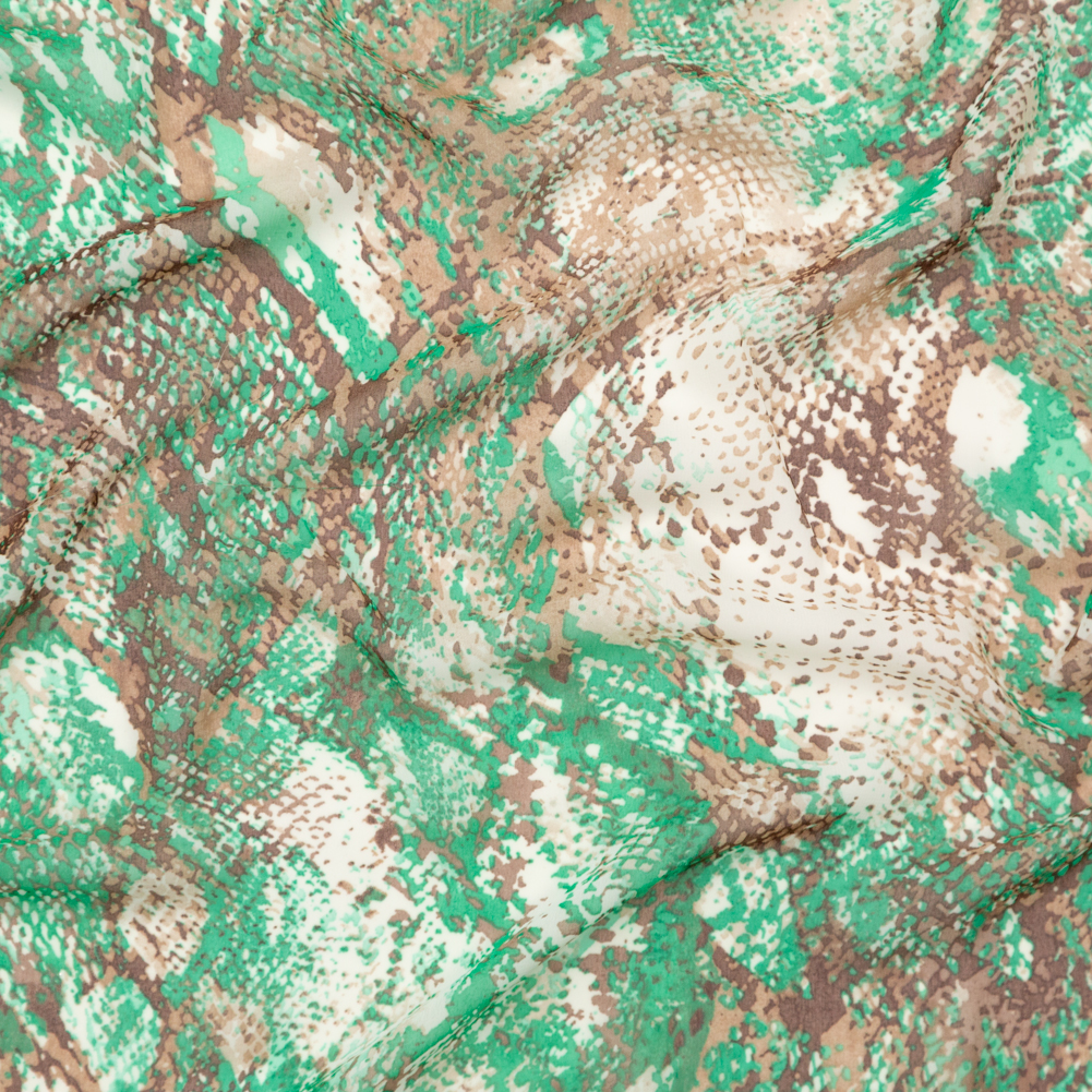 Green and Brown Python Printed Polyester Georgette Green and Brown Python Printed Polyester Georgette