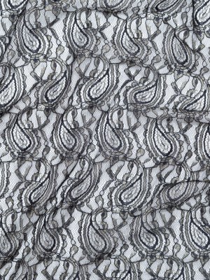 Stretch Corded Chantilly Lace – Metallic Gold and Black Paisley Stretch Corded Chantilly Lace – Metallic Gold and Black Paisley