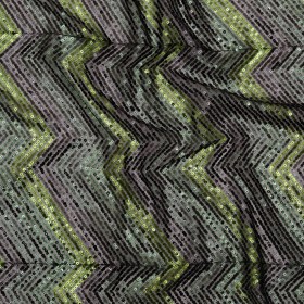 Tulle with Baby Sequins – Gradient Green Zig Zag on Black Tulle with Baby Sequins – Gradient Green Zig Zag on Black