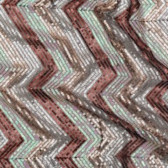 Tulle with Baby Sequins – Iridescent Pink, Rust, Rose Gold and Silver Zig Zag on Black Tulle with Baby Sequins – Iridescent Pink, Rust, Rose Gold and Silver Zig Zag on Black