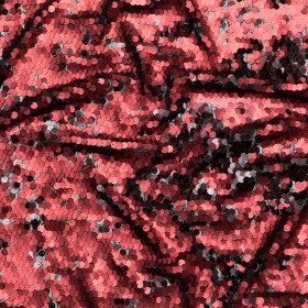 Duo-Tone Paillette Sequin Fabric – Black and Burgundy Duo-Tone Paillette Sequin Fabric – Black and Burgundy