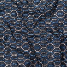Metallic Eclipse and Silver Overlapping Hexagons Organza Brocade Metallic Eclipse and Silver Overlapping Hexagons Organza Brocade