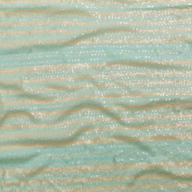 Mesh with Shell Sequins – Opal Blue and Almond Milk Stripes on White Mesh with Shell Sequins – Opal Blue and Almond Milk Stripes on White