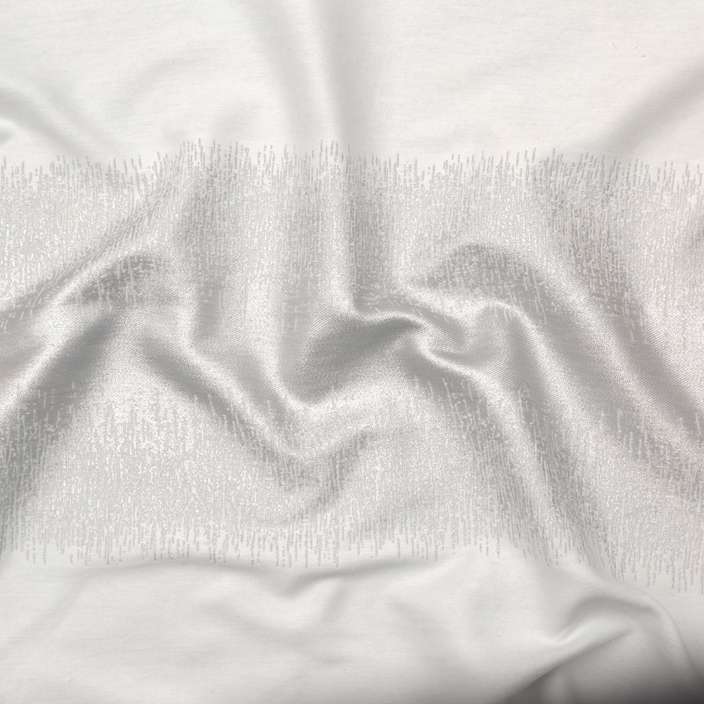 Italian Metallic Silver and White Abstract Cotton Jacquard Italian Metallic Silver and White Abstract Cotton Jacquard