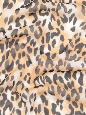 Chocolate Torte, Toffee Brown and Simply Taupe Leopard Printed Crinkled Silk Chiffon Chocolate Torte, Toffee Brown and Simply Taupe Leopard Printed Crinkled Silk Chiffon