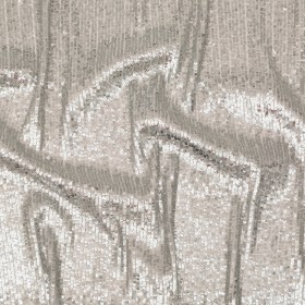 Silver Striped Circle Sequins over White Mesh Silver Striped Circle Sequins over White Mesh