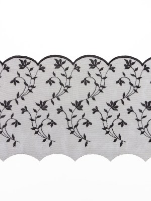 European Black Scalloped Embroidery Lace on Mesh – 9.5″ European Black Scalloped Embroidery Lace on Mesh – 9.5″