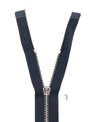 Mood Exclusive Italian Navy and Silver T3 Open End Metal Zipper – 27.5″ Mood Exclusive Italian Navy and Silver T3 Open End Metal Zipper – 27.5″