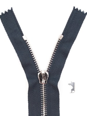 Mood Exclusive Italian Navy and Silver T5 Closed End Metal Zipper – 9″ Mood Exclusive Italian Navy and Silver T5 Closed End Metal Zipper – 9″