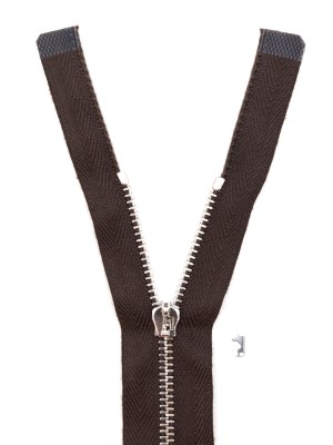Mood Exclusive Italian Brown and Silver T3 Open End Metal Zipper – 27.5″ Mood Exclusive Italian Brown and Silver T3 Open End Metal Zipper – 27.5″