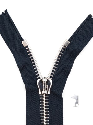 Mood Exclusive Italian Navy and Silver T8 Closed End Metal Zipper – 9″ Mood Exclusive Italian Navy and Silver T8 Closed End Metal Zipper – 9″