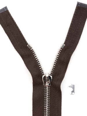 Mood Exclusive Italian Brown and Silver T5 Open End Metal Zipper – 27.5″ Mood Exclusive Italian Brown and Silver T5 Open End Metal Zipper – 27.5″