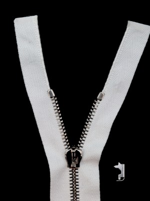 Mood Exclusive Italian Off-White and Silver T5 Open End Metal Zipper – 27.5″ Mood Exclusive Italian Off-White and Silver T5 Open End Metal Zipper – 27.5″