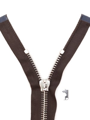 Mood Exclusive Italian Brown and Silver T8 Open End Metal Zipper – 27.5″ Mood Exclusive Italian Brown and Silver T8 Open End Metal Zipper – 27.5″