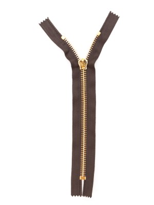 Mood Exclusive Italian Brown and Gold T8 Closed End Metal Zipper – 9″ Mood Exclusive Italian Brown and Gold T8 Closed End Metal Zipper – 9″