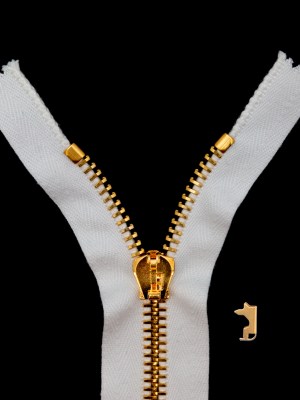 Mood Exclusive Italian Off-White and Gold T8 Closed End Metal Zipper – 9″ Mood Exclusive Italian Off-White and Gold T8 Closed End Metal Zipper – 9″