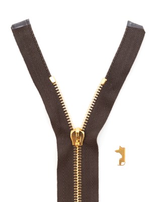 Mood Exclusive Italian Brown and Gold T5 Open End Metal Zipper – 27.5″ Mood Exclusive Italian Brown and Gold T5 Open End Metal Zipper – 27.5″