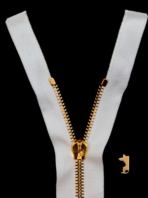 Mood Exclusive Italian Off-White and Gold T5 Open End Metal Zipper – 27.5″ Mood Exclusive Italian Off-White and Gold T5 Open End Metal Zipper – 27.5″