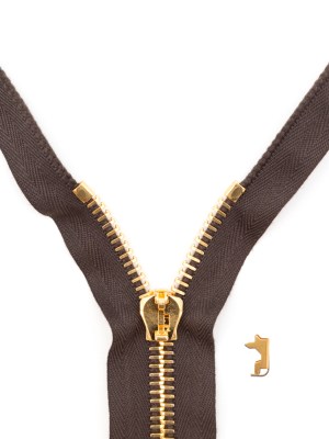 Mood Exclusive Italian Brown and Gold T8 Open End Metal Zipper – 27.5″ Mood Exclusive Italian Brown and Gold T8 Open End Metal Zipper – 27.5″