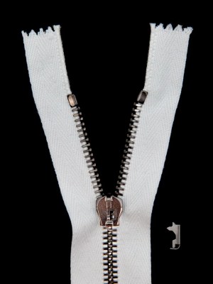 Mood Exclusive Italian Off-White and Gunmetal T5 Closed End Metal Zipper – 9″ Mood Exclusive Italian Off-White and Gunmetal T5 Closed End Metal Zipper – 9″