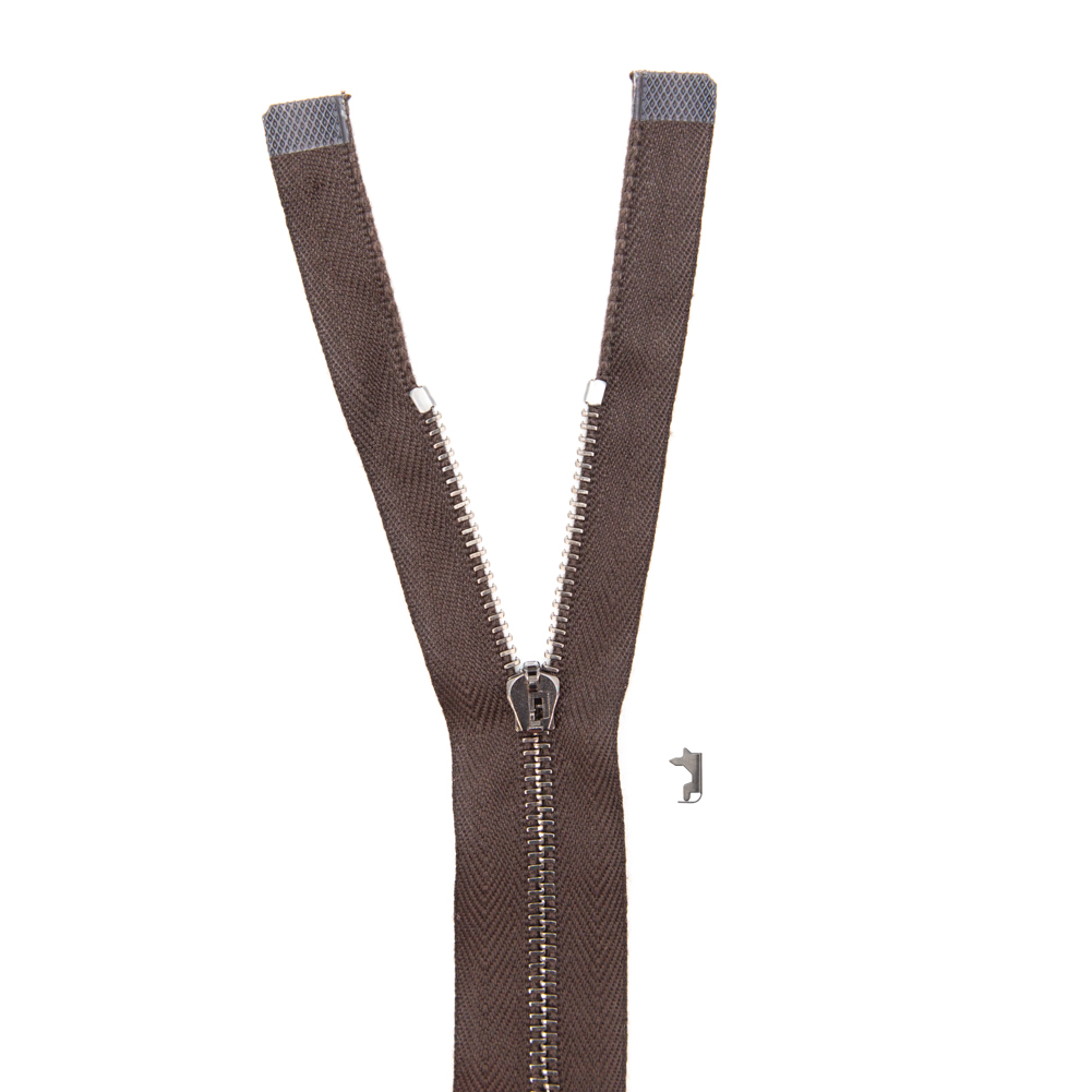 Mood Exclusive Italian Brown and Gunmetal T3 Open End Metal Zipper – 27.5″ Mood Exclusive Italian Brown and Gunmetal T3 Open End Metal Zipper – 27.5″