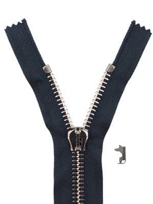 Mood Exclusive Italian Navy and Gunmetal T8 Closed End Metal Zipper – 9″ Mood Exclusive Italian Navy and Gunmetal T8 Closed End Metal Zipper – 9″