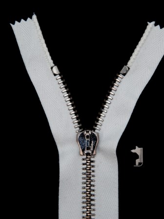 Mood Exclusive Italian Off-White and Gunmetal T8 Closed End Metal Zipper – 9″ Mood Exclusive Italian Off-White and Gunmetal T8 Closed End Metal Zipper – 9″