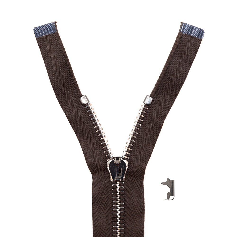Mood Exclusive Italian Brown and Gunmetal T8 Open End Metal Zipper – 27.5″ Mood Exclusive Italian Brown and Gunmetal T8 Open End Metal Zipper – 27.5″