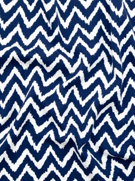 Milly Navy and White Zig Zag Printed Cotton Dobby Milly Navy and White Zig Zag Printed Cotton Dobby