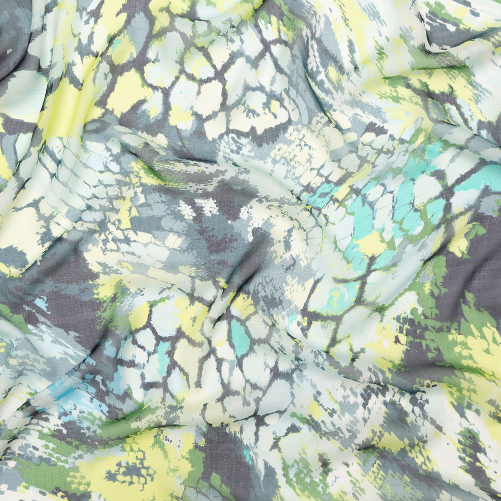 Green and Blue Reptilian Silk Chiffon Green and Blue Reptilian Silk Chiffon