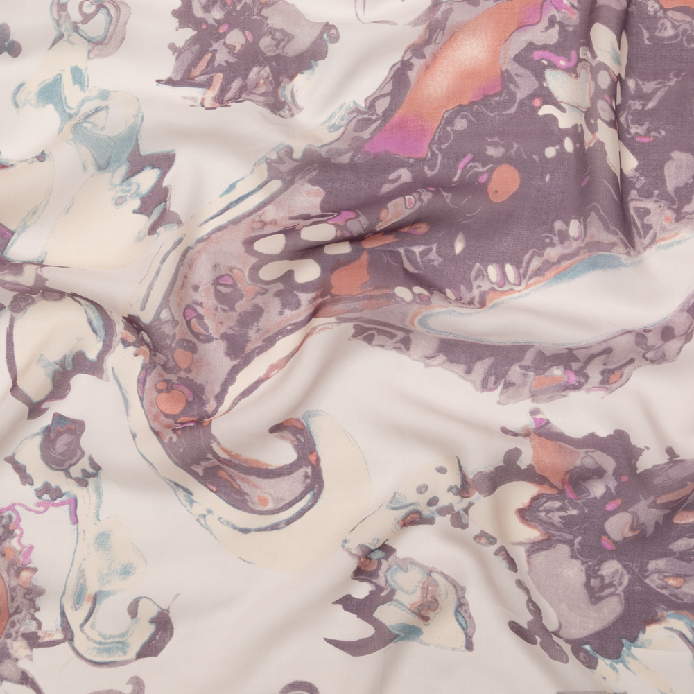 Antique Purple and Rust Abstract Silk Chiffon Antique Purple and Rust Abstract Silk Chiffon