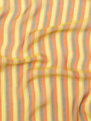 Orange, Yellow and Slate Striped Silk Chiffon Orange, Yellow and Slate Striped Silk Chiffon