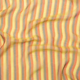 Orange, Yellow and Slate Striped Silk Chiffon Orange, Yellow and Slate Striped Silk Chiffon