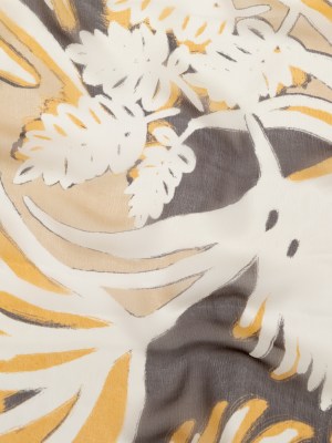 Karen Kane Honey Mustard and Wren Painterly Floral Crinkled Silk Chiffon Karen Kane Honey Mustard and Wren Painterly Floral Crinkled Silk Chiffon