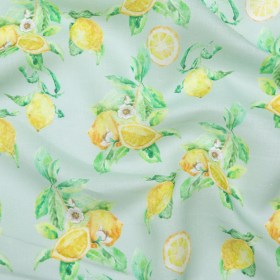 Lemons on Celadon Printed Linen Woven Lemons on Celadon Printed Linen Woven