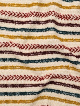 Italian Ivory, Maroon, Cumin and Teal Striped Blended Tweed Italian Ivory, Maroon, Cumin and Teal Striped Blended Tweed