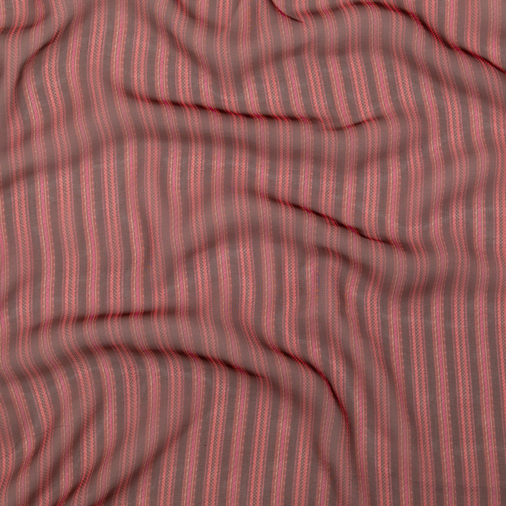 Famous NYC Designer Red and Pink Striped Silk Chiffon Famous NYC Designer Red and Pink Striped Silk Chiffon
