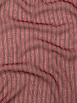 Famous NYC Designer Red and Pink Striped Silk Chiffon Famous NYC Designer Red and Pink Striped Silk Chiffon