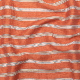 Italian Redwood and Blue Striped Rayon Woven Italian Redwood and Blue Striped Rayon Woven