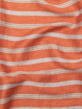 Italian Redwood and Blue Striped Rayon Woven Italian Redwood and Blue Striped Rayon Woven