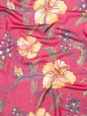 Italian Deep Magenta Floral Polyester Georgette Italian Deep Magenta Floral Polyester Georgette