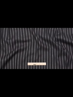 Stretch Linen – Metallic Silver and White Stripes on Black – Lindasol Collection Stretch Linen – Metallic Silver and White Stripes on Black – Lindasol Collection