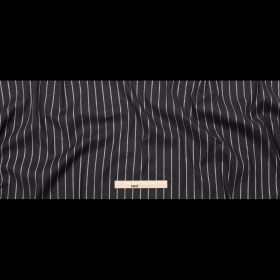 Stretch Linen – Metallic Silver and White Stripes on Black – Lindasol Collection Stretch Linen – Metallic Silver and White Stripes on Black – Lindasol Collection